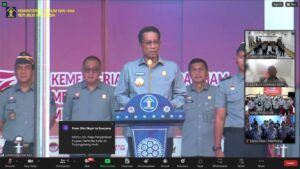 Lapas Kls IIA Labuhan Ruku Ikut Apel Pagi Perdana Bersama Menkumham RI.