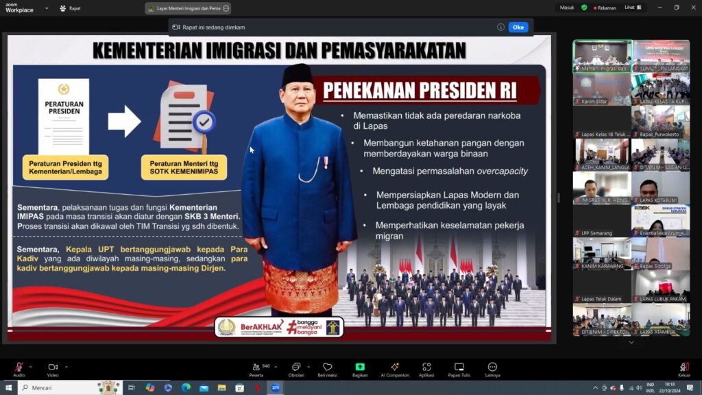 Lapas Kelas IIA Labuhan Ruku Ikuti Arahan Menteri Imigrasi dan Pemasyarakatan Secara Virtual.
