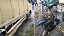 Honda Beat Tabrak Truk Cold Diesel di Jalan Lintas Lubuk Cuik.