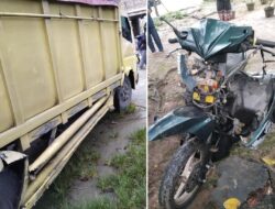 Honda Beat Tabrak Truk Cold Diesel di Jalan Lintas Lubuk Cuik.